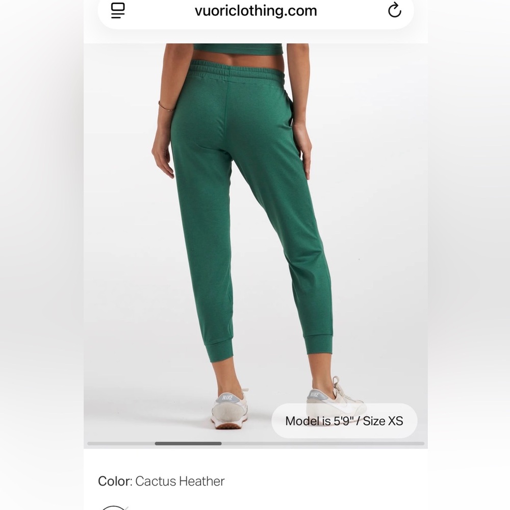 Vuori Performance Joggers. Color: Cactus Heather. Size Medium. - Picture 6 of 7